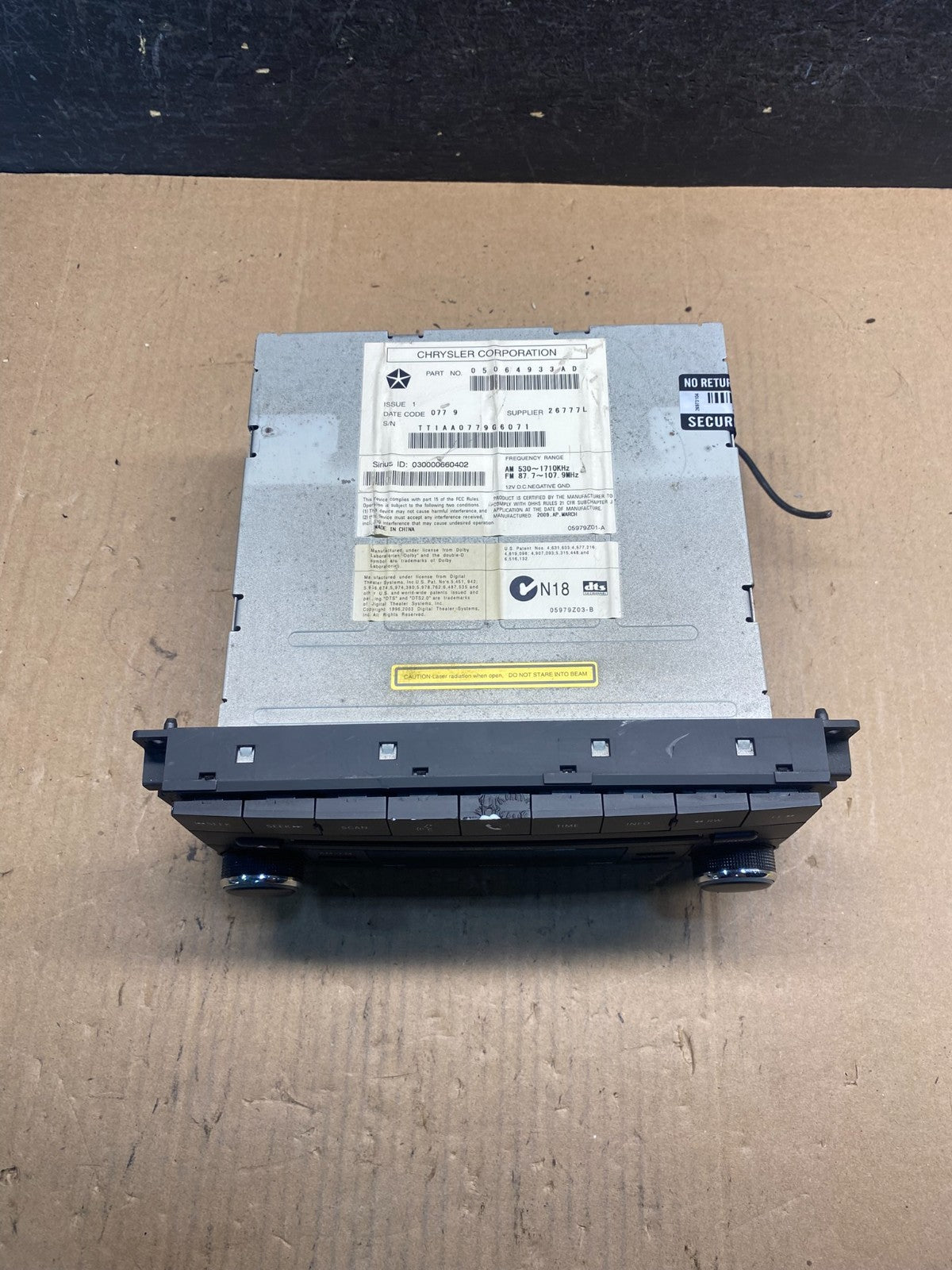 2007-2012 Chrysler Dodge Jeep Ram Radio CD MP3 AUX Receiver AE7734 DW3