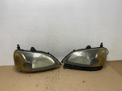 2001 - 2003 Honda Civic Coupe Headlights Halogen Left+Right Side AF6003 DW0