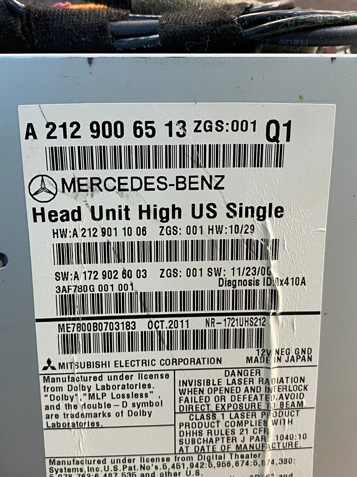 2010-2011 Mercedes W212 E350 E550 Stereo CD Changer Radio a2129006513 AI7233 DG6