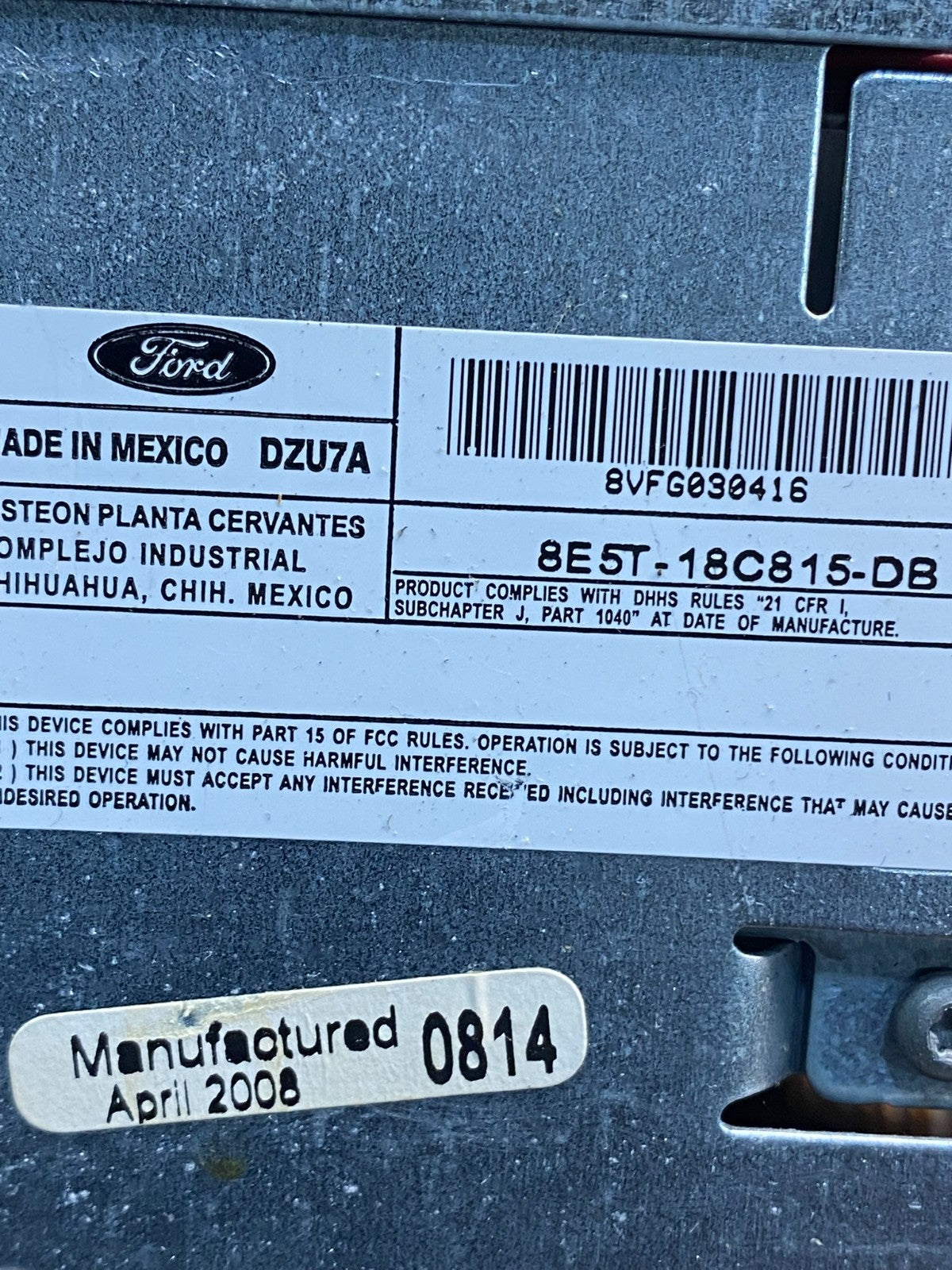 2008 2009 Ford Fusion Milan Radio Climate Control A/C Control af7834 DG6