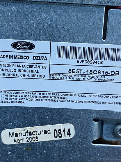 2008 2009 Ford Fusion Milan Radio Climate Control A/C Control af7834 DG6