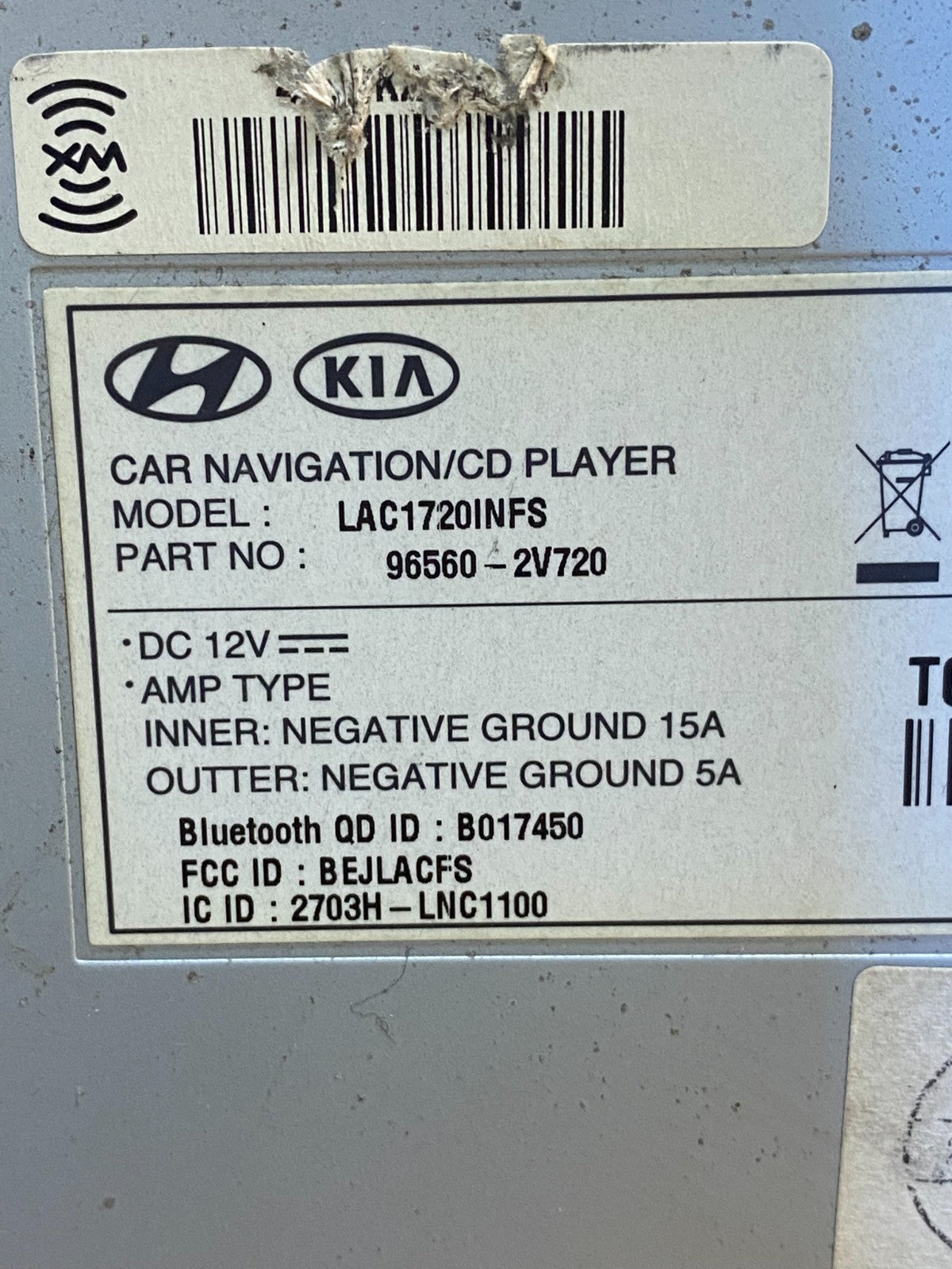 2012 - 2014 Hyundai Veloster Radio Receiver Display Screen 96560-2v720 AG6040 DG8