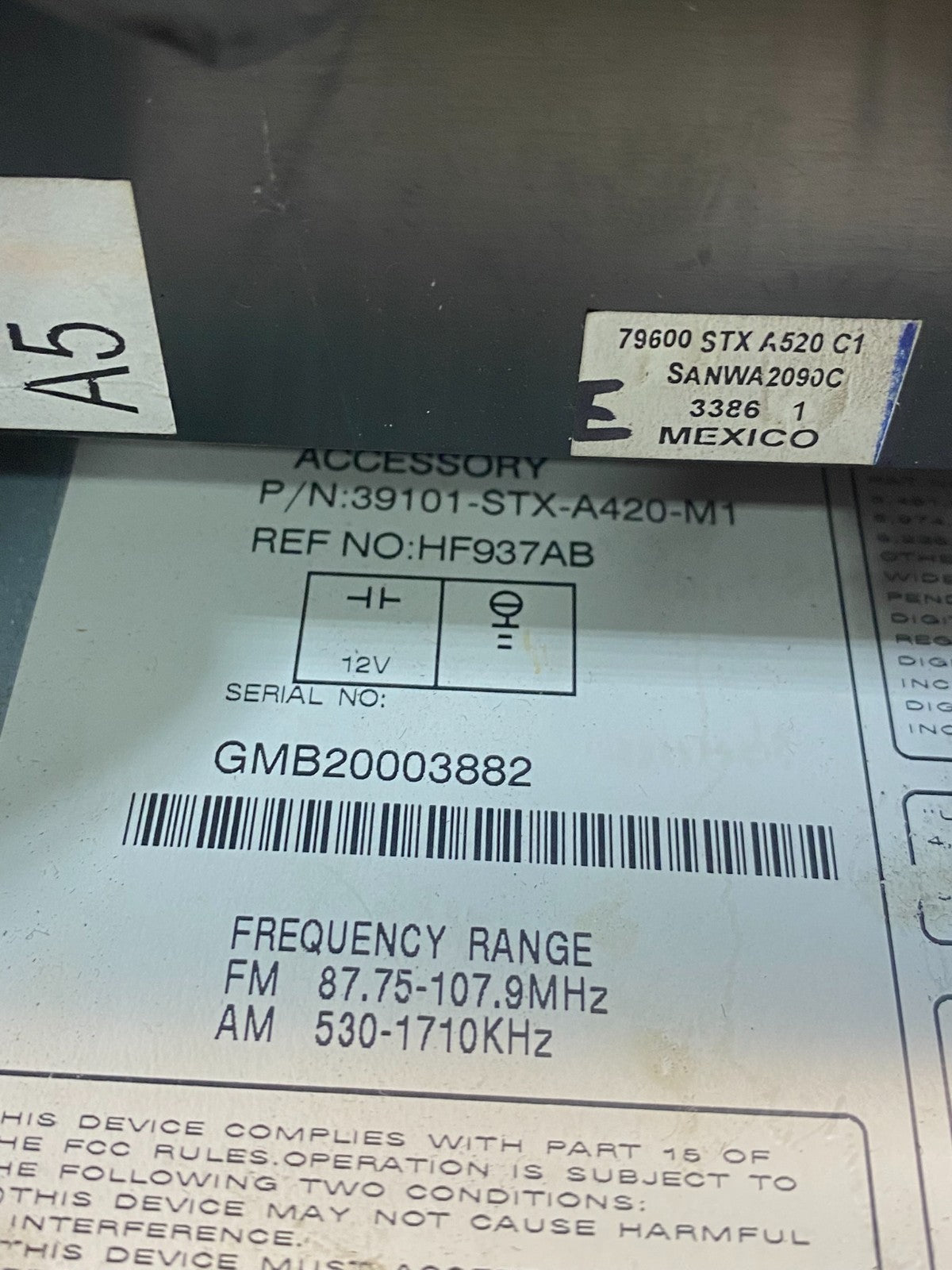 2007 to 2009 Acura Mdx Radio Stereo 6 CD Player Climate Control Pan OE AD1595 DG6