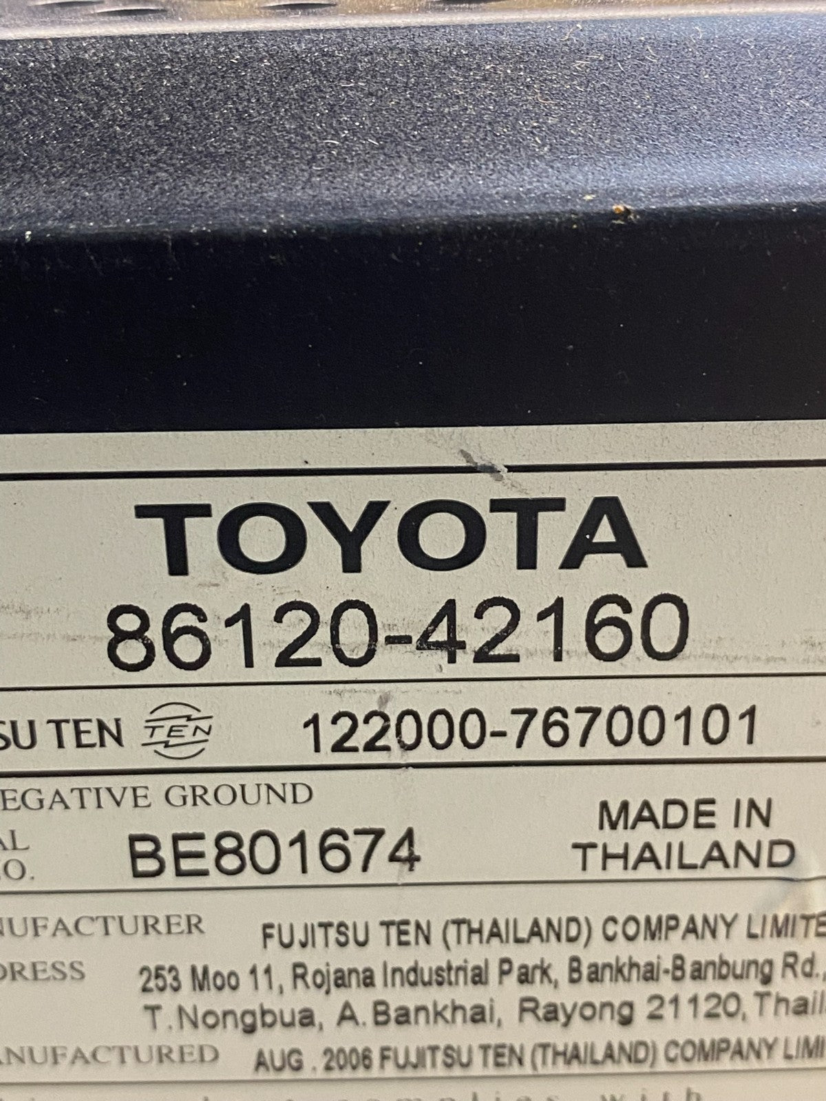 2006 to 2008 Toyota RAV4 Audio Equipment Radio Receiver AD1737 DG6