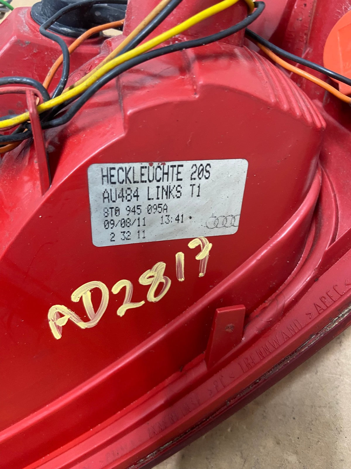 2008 - 2012 Audi A5 S5 Left Driver LH Side Tail Light AD2817 LK7