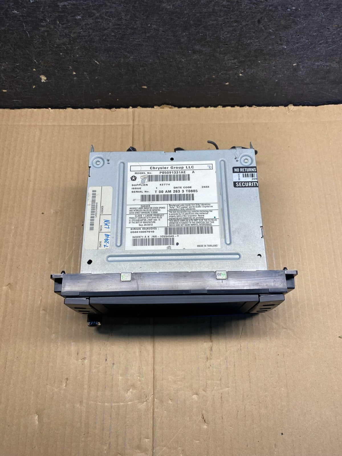 2011 2018 Jeep Dodge Chrysler Screen Display CD Player Satellite Radio AI0210 DG3