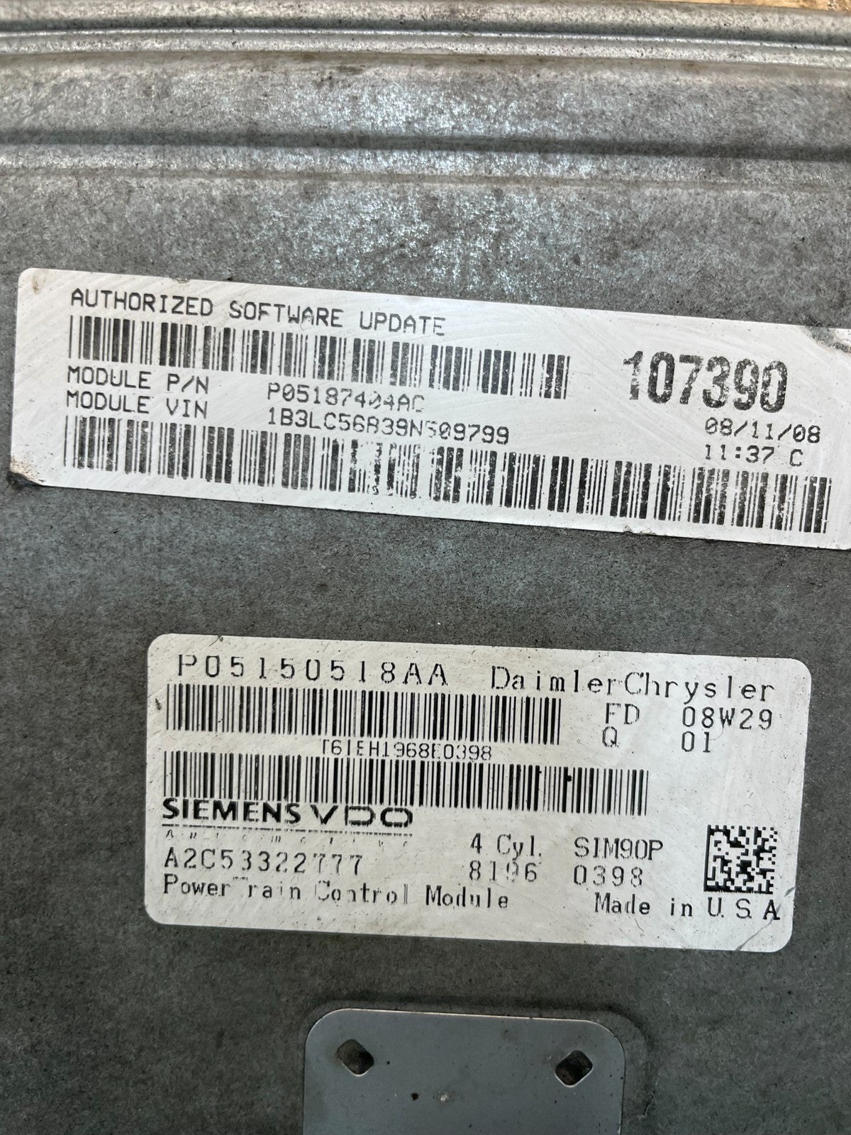 2009 Dodge Avenger Sebring 2.4L Engine Computer ECM ECU p05187404ac T2731 DG3