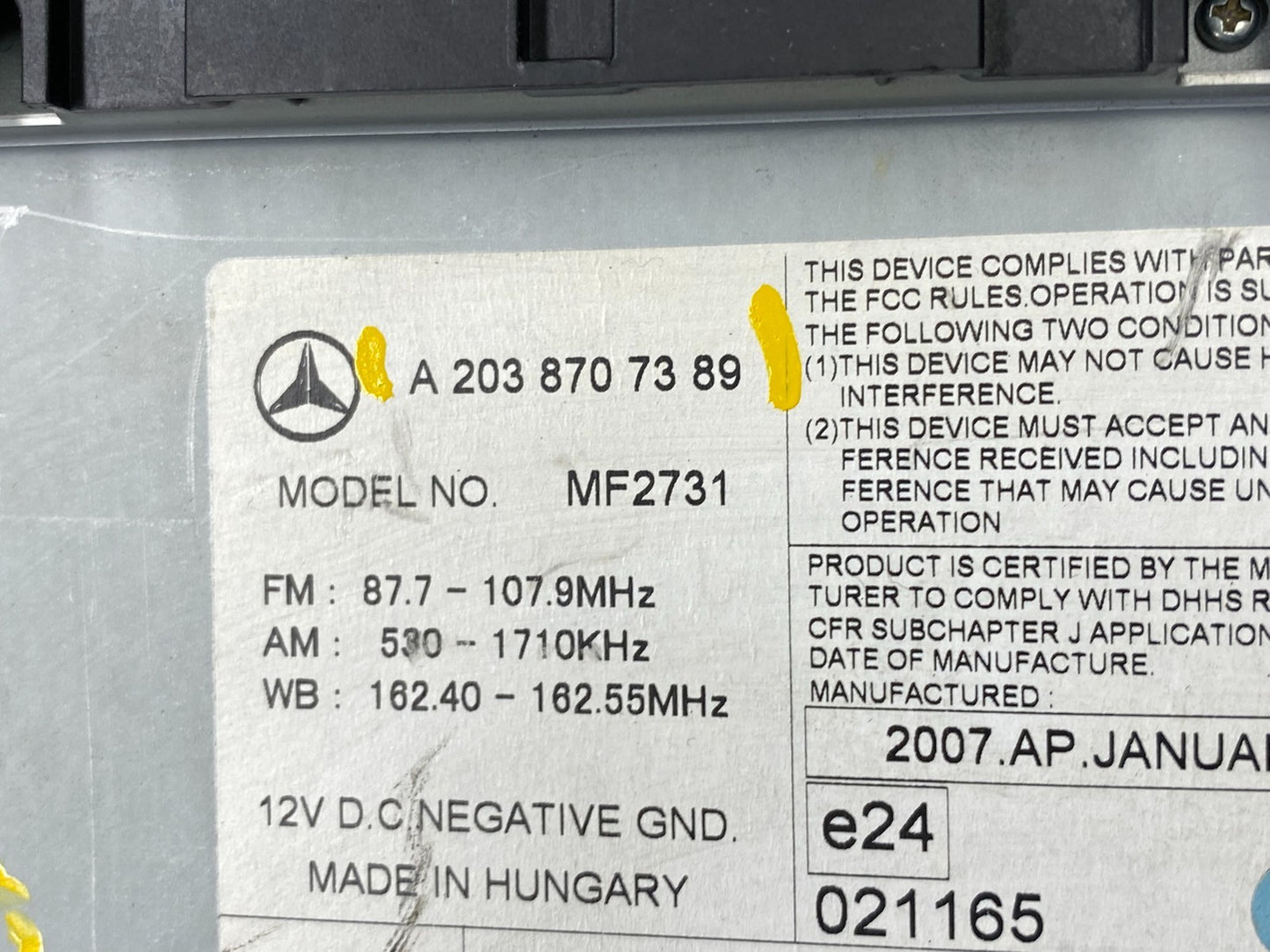 2005 2006 2007 Mercedes W203 C230 C240 Head Radio CD Player Stereo w0296 DG6