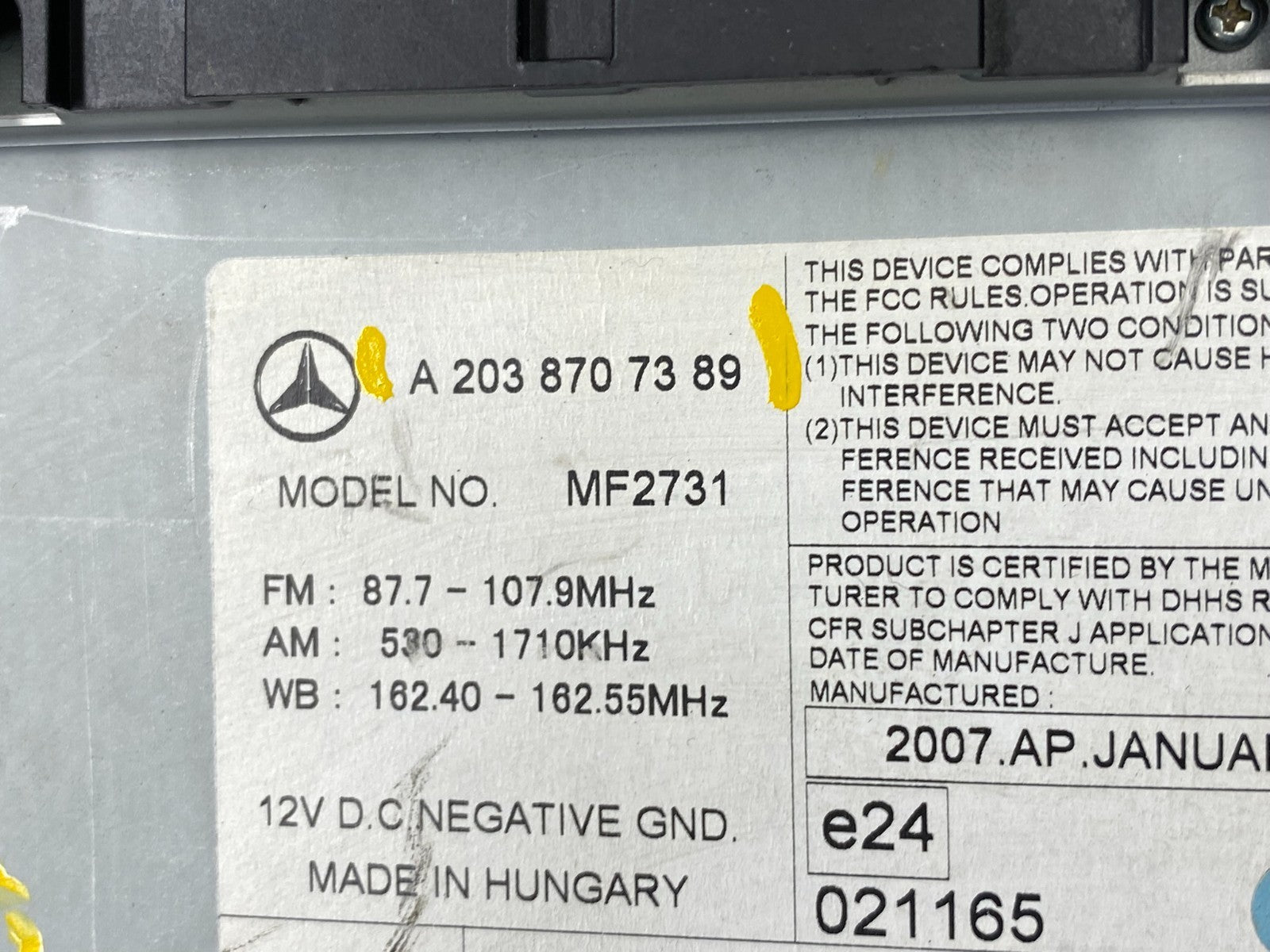 2005 2006 2007 Mercedes W203 C230 C240 Head Radio CD Player Stereo w0296 DG6
