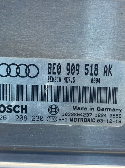 2004 2005 Audi A4 2.0L Engine Computer Ecu Pcm Ecm 8e0909518ak AD9370 DG2