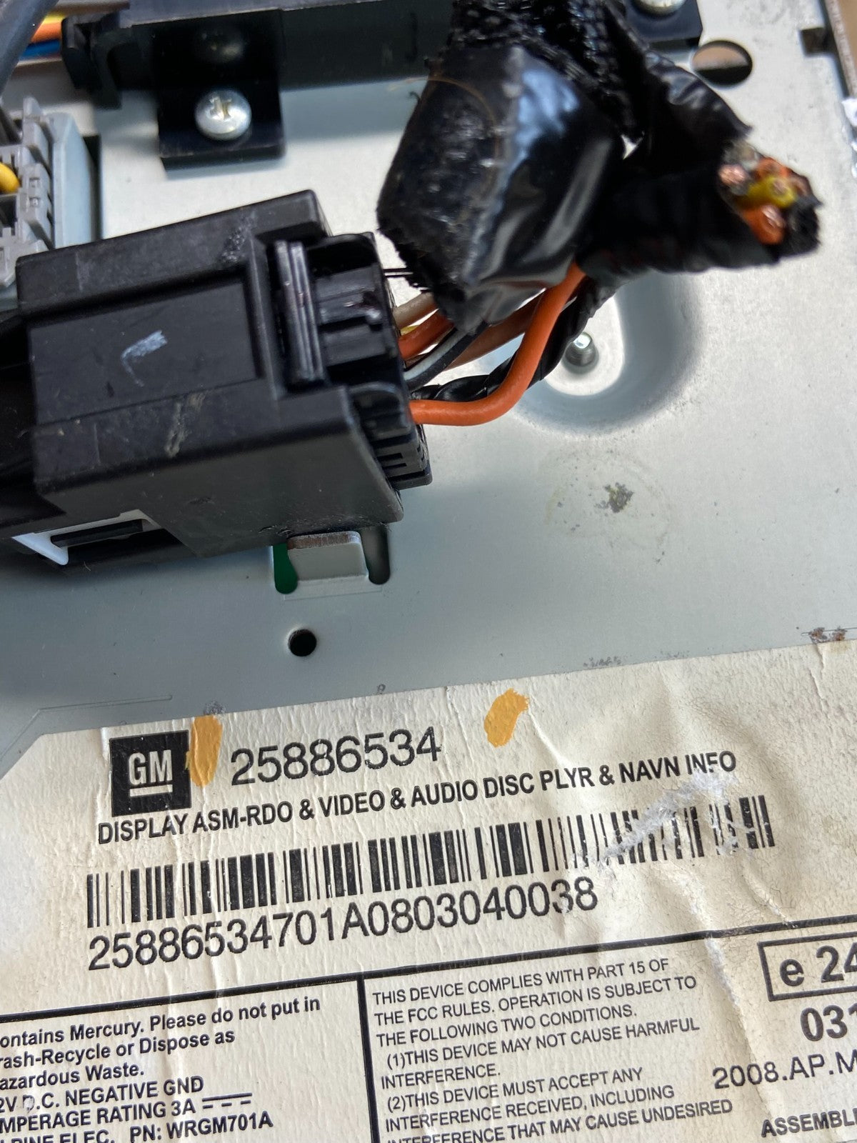 2008 to 2012 Cadillac SRX CTS Audio Radio Screen Display Player AE4478 DW7