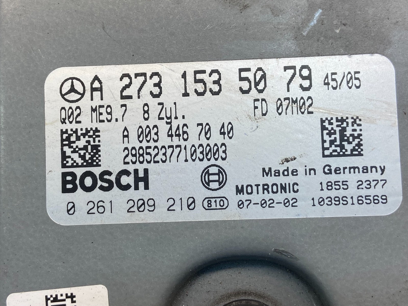 2007 - 2011 Mercedes CL550 S550 ECU ECM Engine Control Module Unit AF9096 DG2