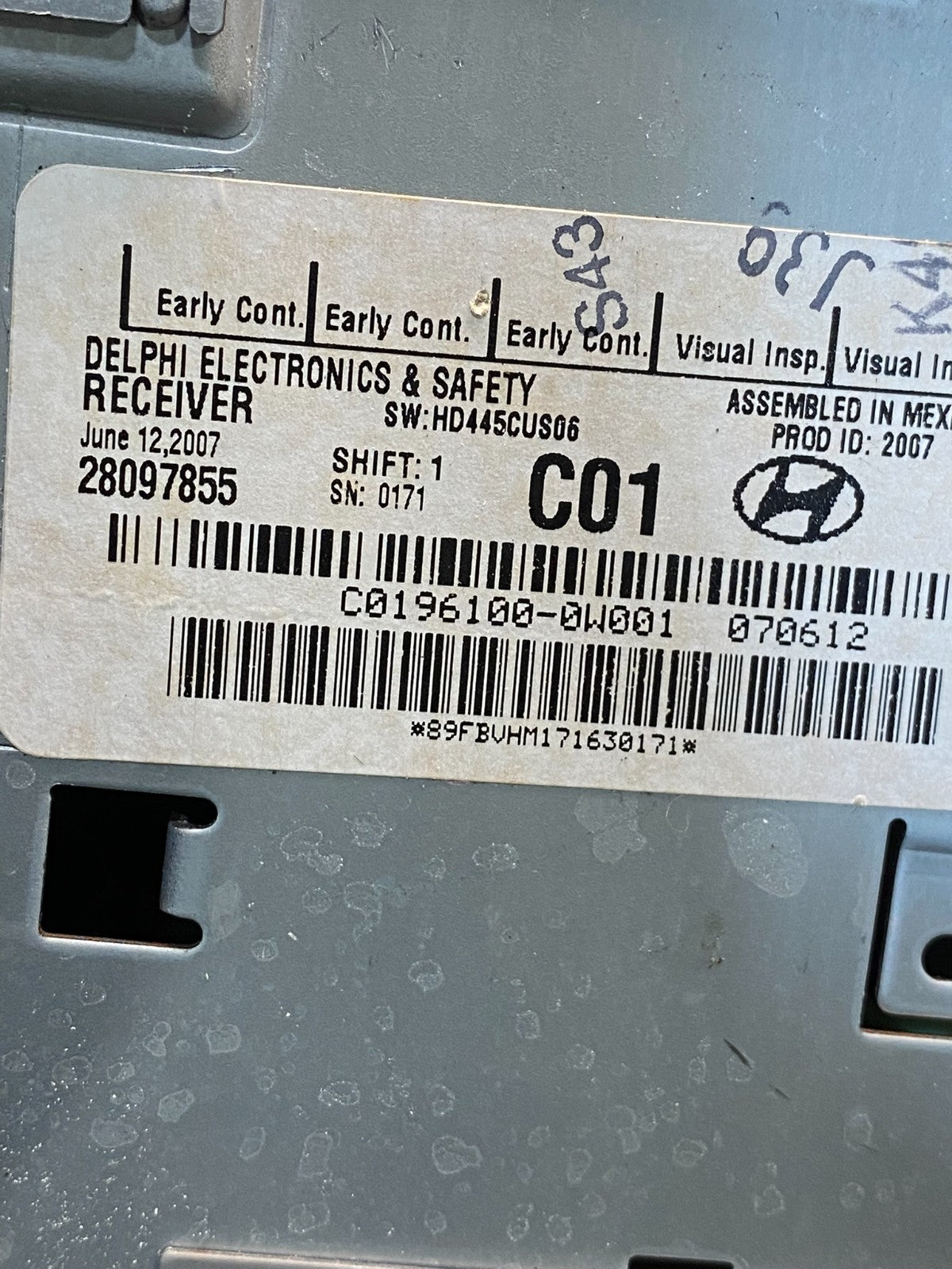 2007 to 2009 Hyundai Santa Fe AM/FM Radio CD Player AG1820 DG6