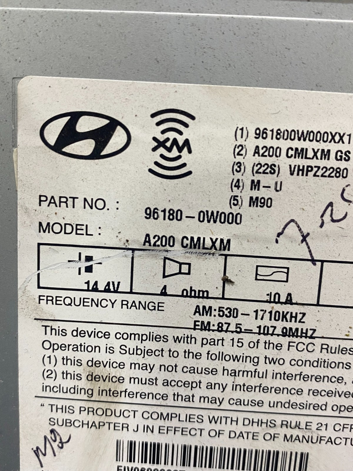 2007 to 2009 Hyundai Santa Fe AM/FM Radio CD Player AD1486 DG6