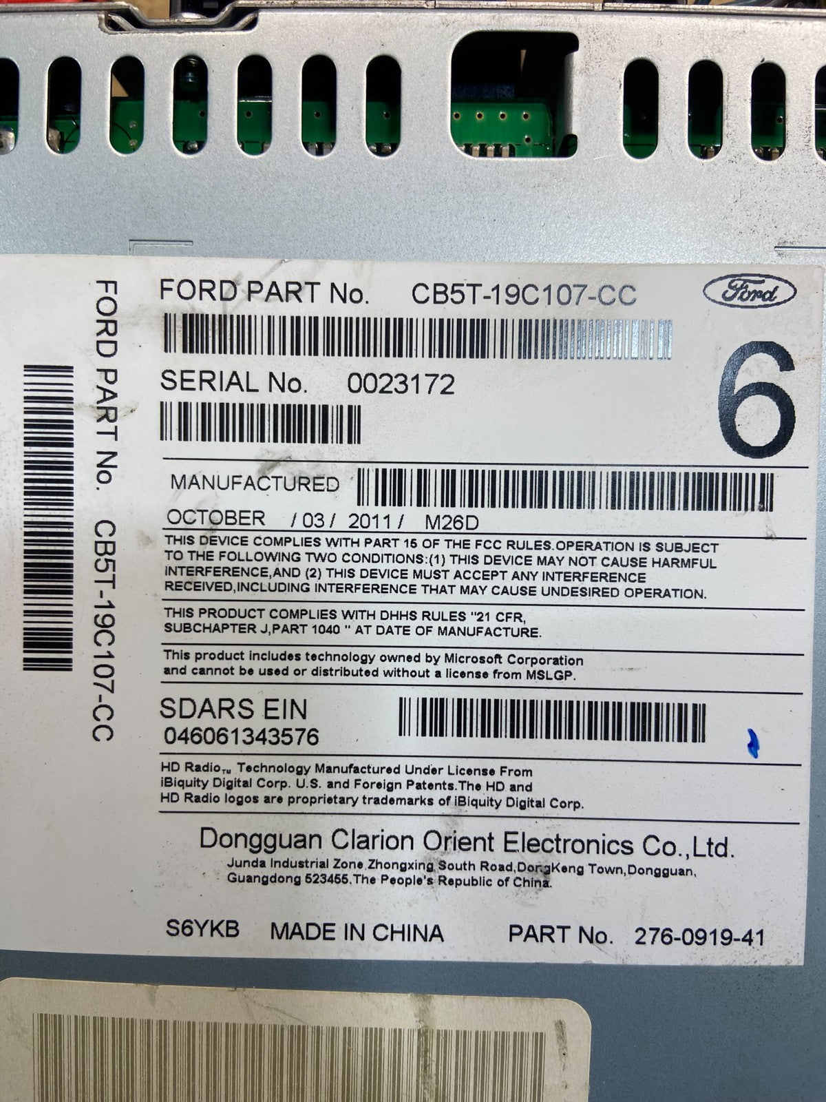 2011 to 2013 Ford Explorer Audio Equipment Radio Receiver AM FM CD Y7270 DG6