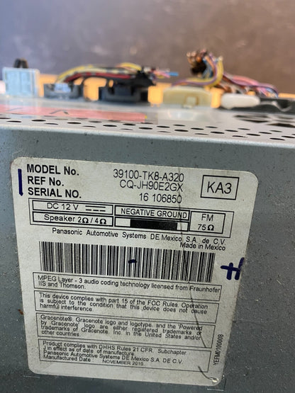 2011 to 2013 Honda Odyssey Radio AM/FM Control Panel AC6947 DG6