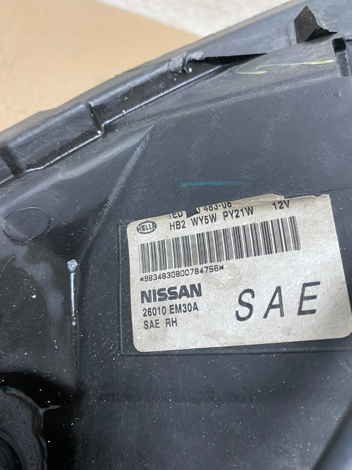 2008 to 2012 Nissan Versa Headlight Right Passenger Rh Side AJ2474 DW13