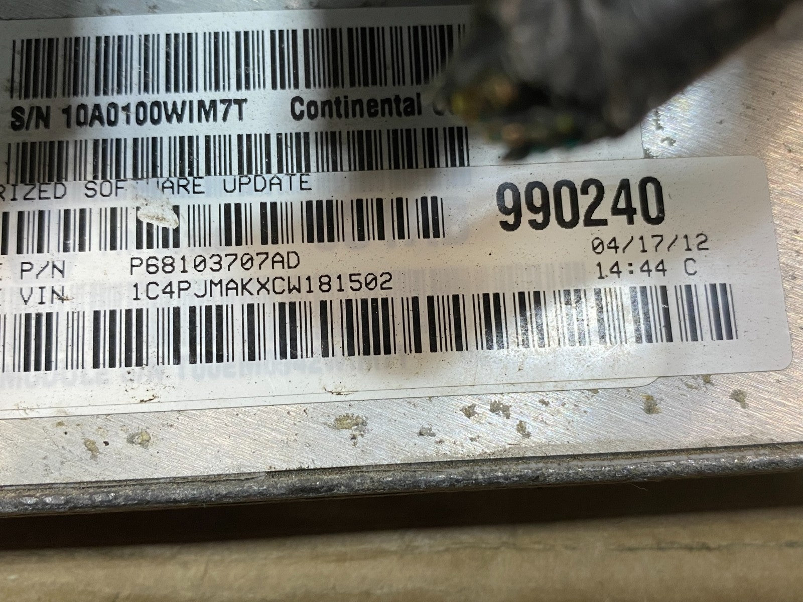 2012 Jeep Liberty 3.7L Engine Control Unit ECU ECM P68103707AD AF4086 DW2