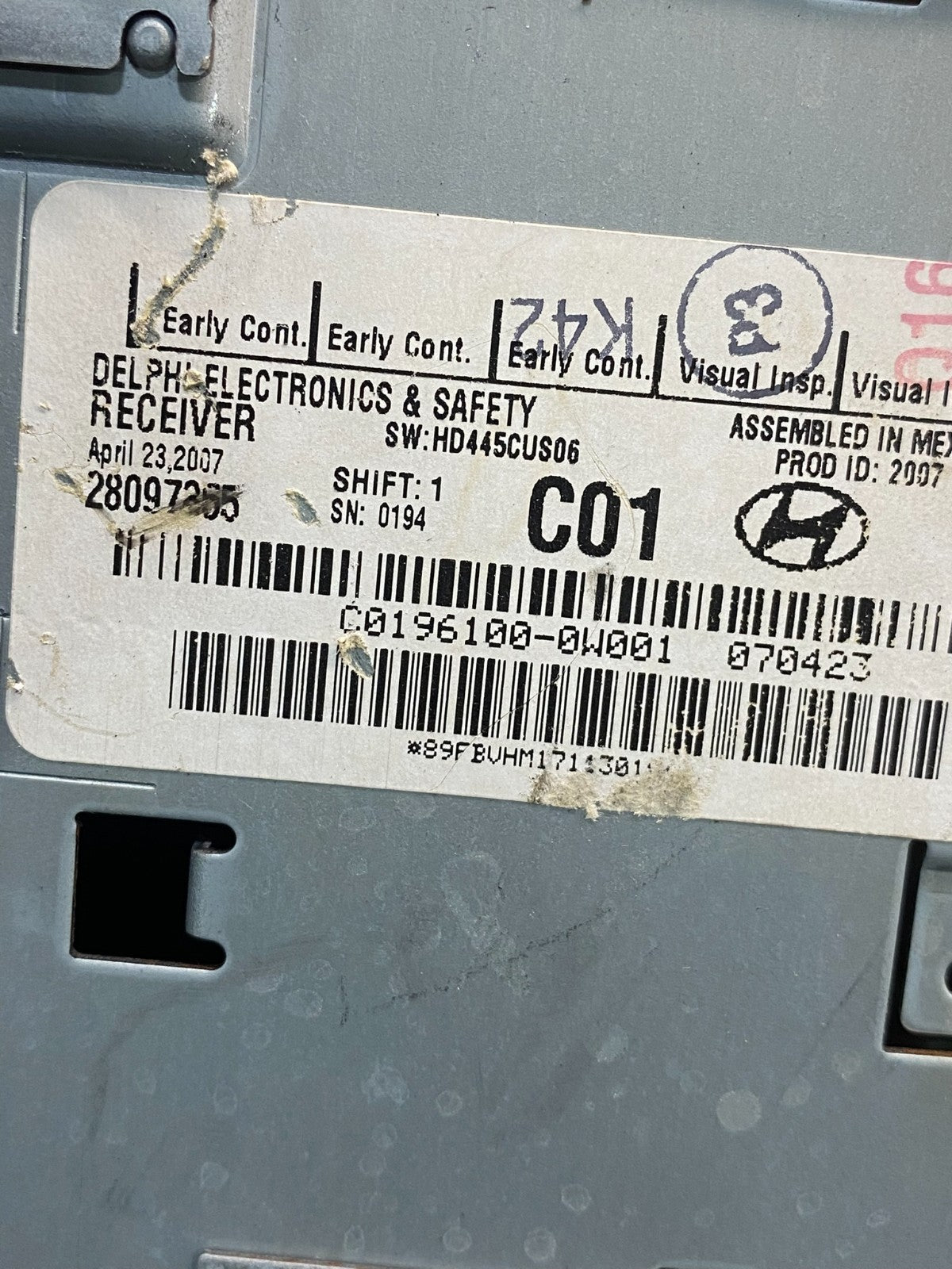 2007 to 2009 Hyundai Santa Fe AM/FM Radio CD Player ag1772 DG6