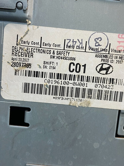 2007 to 2009 Hyundai Santa Fe AM/FM Radio CD Player ag1772 DG6