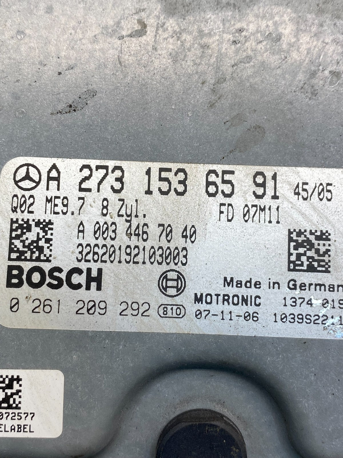 2007 - 2011 Mercedes CL550 S550 ECU ECM Engine Control Module Unit AE0103 DG2