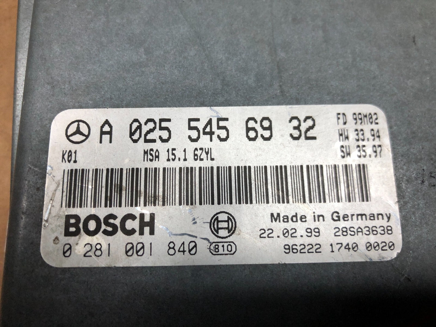 1996 1997 Mercedes Benz e300 Diesel Engine Computer Ecm a0255456932 G3506 PS2