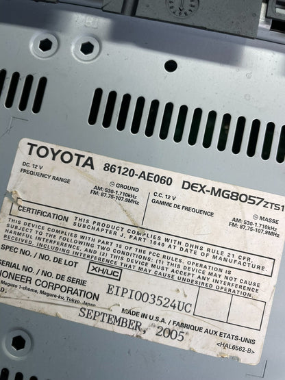 2004 to 2010 Toyota Sienna AM FM CD WMA Mp3 Radio Receiver AB3048 DG7