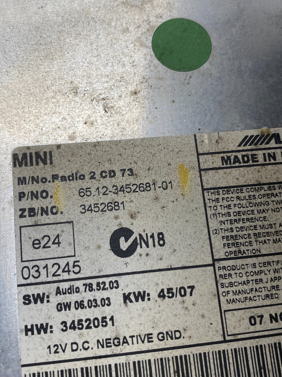 2007 - 2010 Mini Cooper Speedometer Cluster Gauge AH3862 DG5