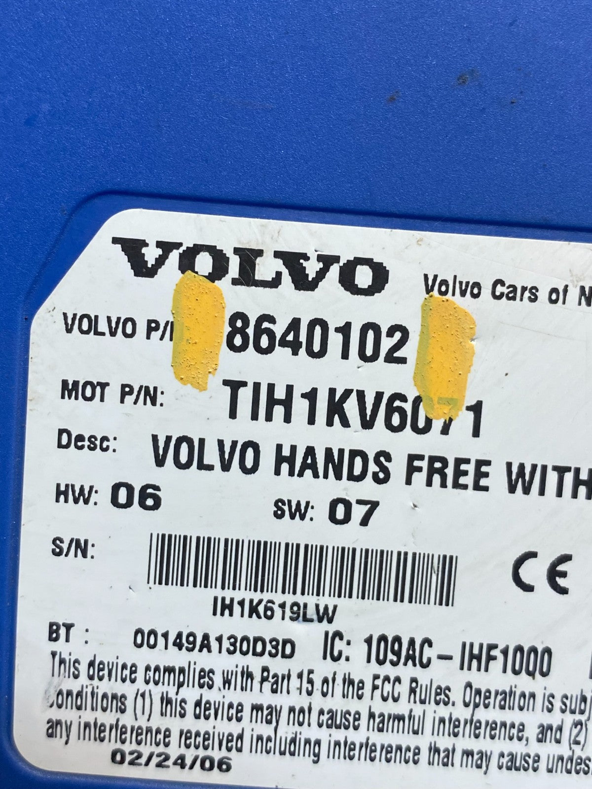 2003-2014 Volvo Bluetooth Hands Free Mobile Phone Control Module ae8237 dDG2