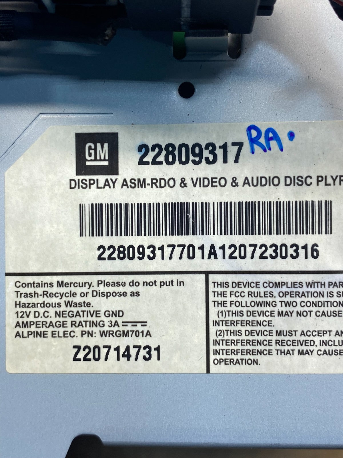 2008 to 2012 Cadillac SRX CTS Audio Radio Screen Display Player AG9517 DG5