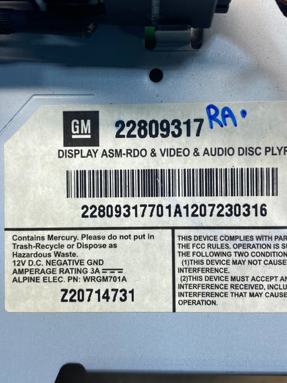 2008 to 2012 Cadillac SRX CTS Audio Radio Screen Display Player AG9517 DG5