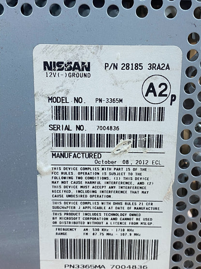2013 to 2014 Nissan Sentra Radio CD Player AM/FM 281853ra2a AI4786 DG6
