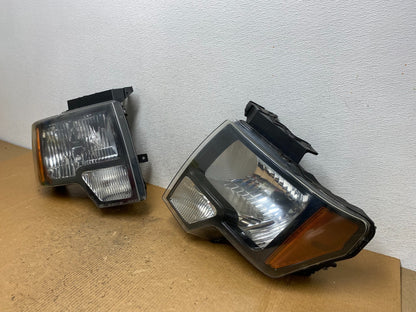 2009 to 2014 Ford F-150 F150 Left+Right Black Halogen Headlights AE1612 DW1