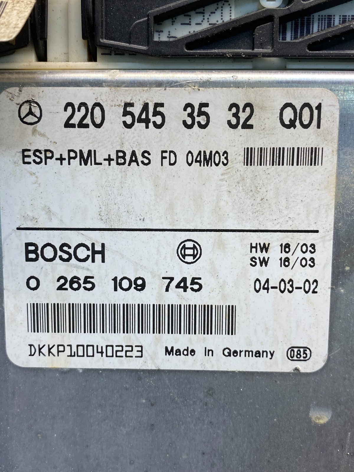 2003 - 2006 Mercedes S430 S500 ABS ESP Control Module Unit AH1646 DG2