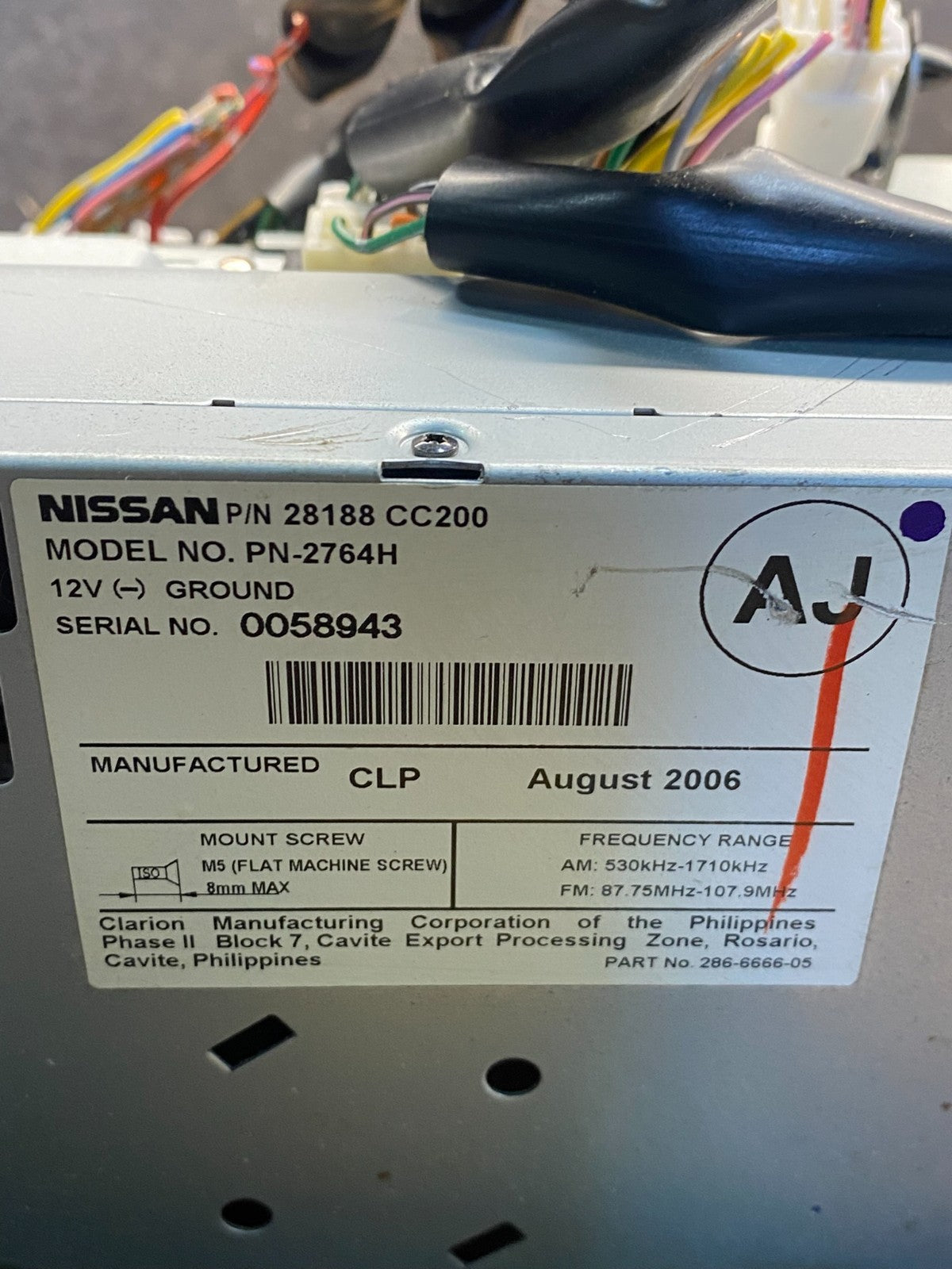 2006 - 2007 Nissan Murano AM FM Radio CD Climate Control Panel AH5045 DG6