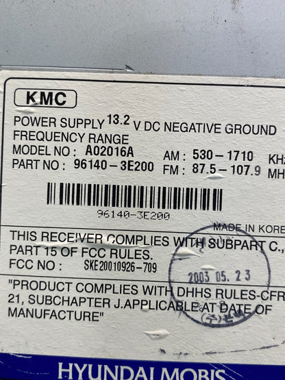 2003 2004 2006 Kia Sorento AM/FM CD Radio Casette AD3653 DG6