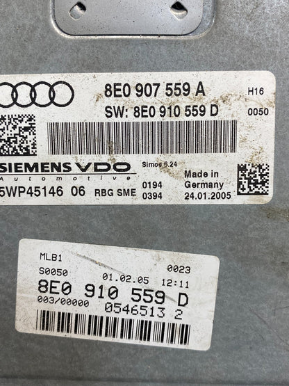 2006 2007 2008 Audi A4 2.0L Engine Computer Ecu Pcm Ecm 8E0907559A ag7011 DG2