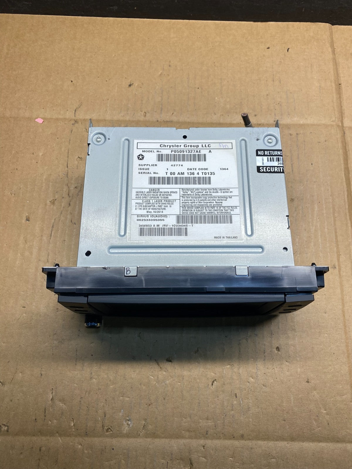 2012 2014 Dodge, Chrysler Screen Display CD Player Satellite Radio AI9942 DG3