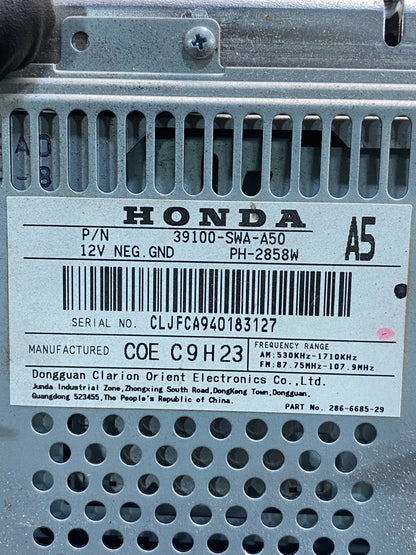 2007-2011 Honda CRV CR-V 6 CD AUX Player Radio Stereo CD Player AJ0530 DG6