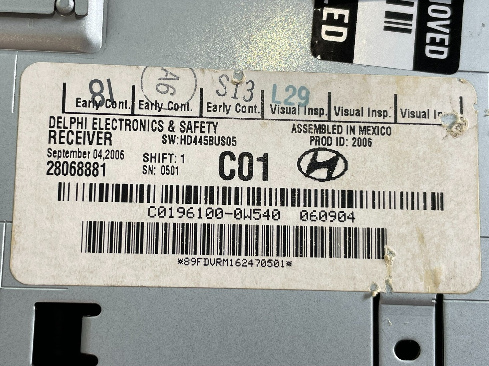 2007 to 2009 Hyundai Santa Fe AM/FM Radio CD Player AG2969 DG8