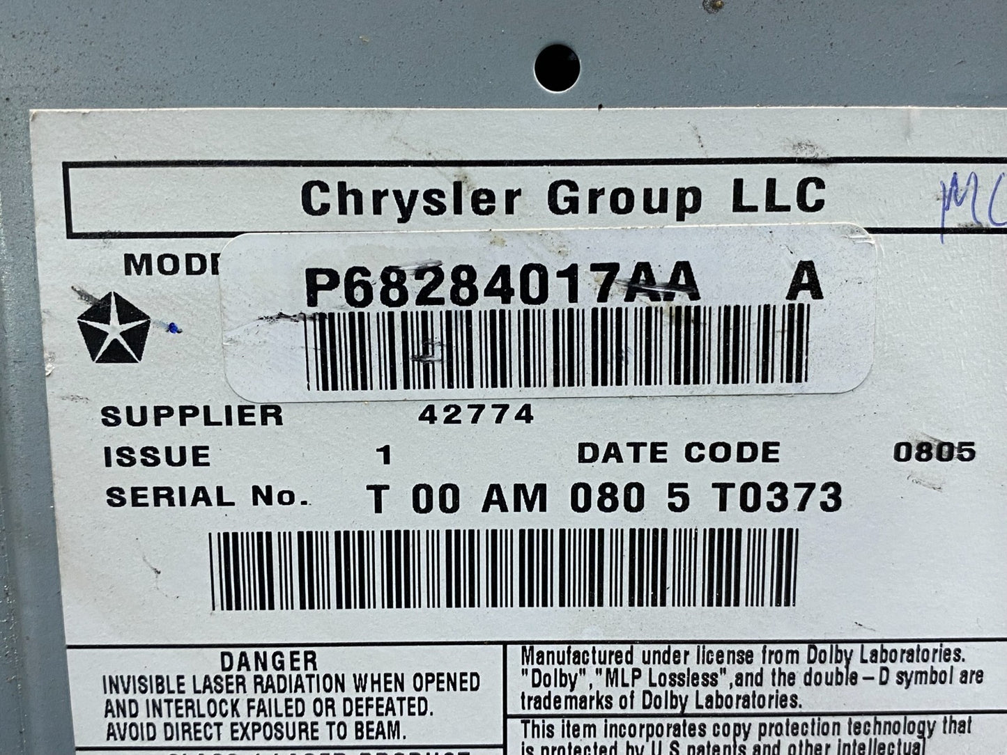 2007-2012 Chrysler Dodge Jeep Ram Radio CD MP3 AUX Receiver AD7604 DG6