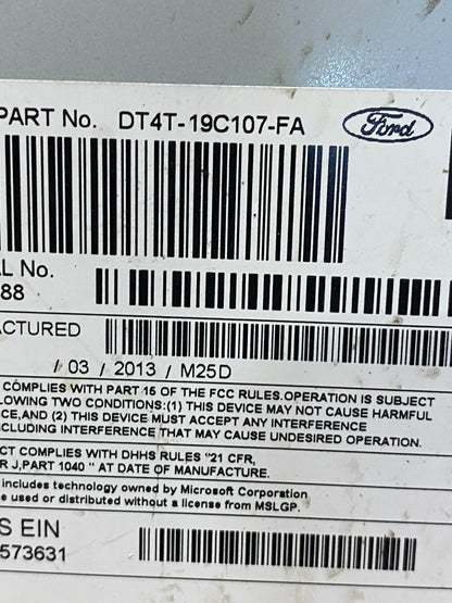 2012 to 2014 Ford Edge AM/FM Radio Reciever AE7505 DW6