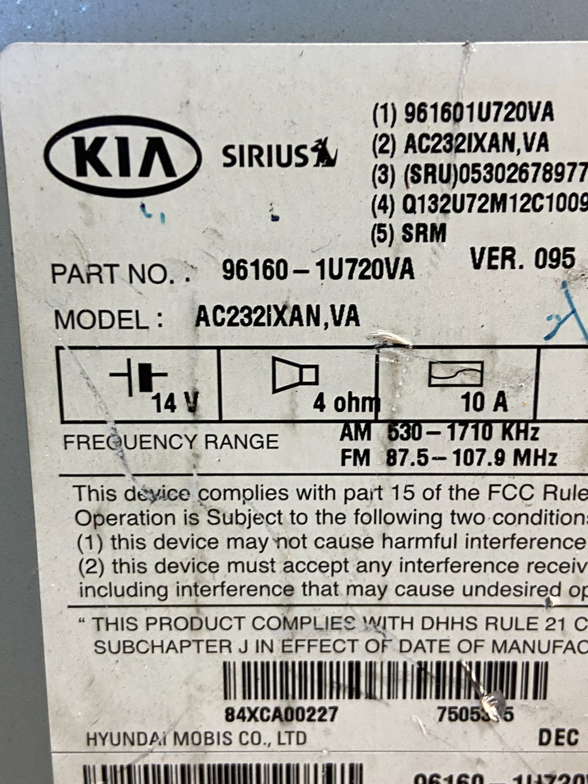 2014 2015 Kia Sorento AM/FM CD Radio Screen Display ae4700 DG6