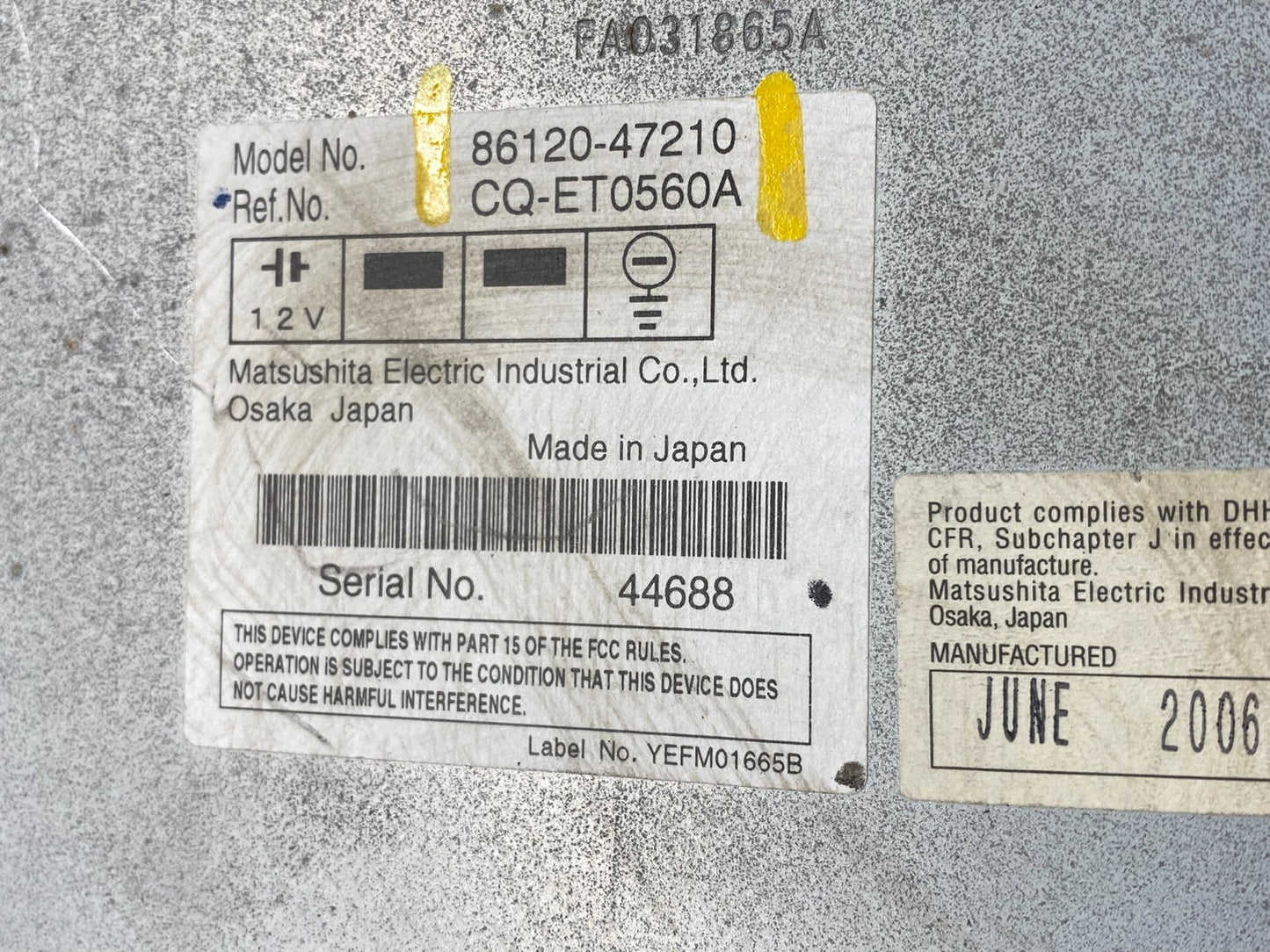 2006 to 2009 Toyota Prius OEM Radio AM/FM CD Player L5370 DG Oem7