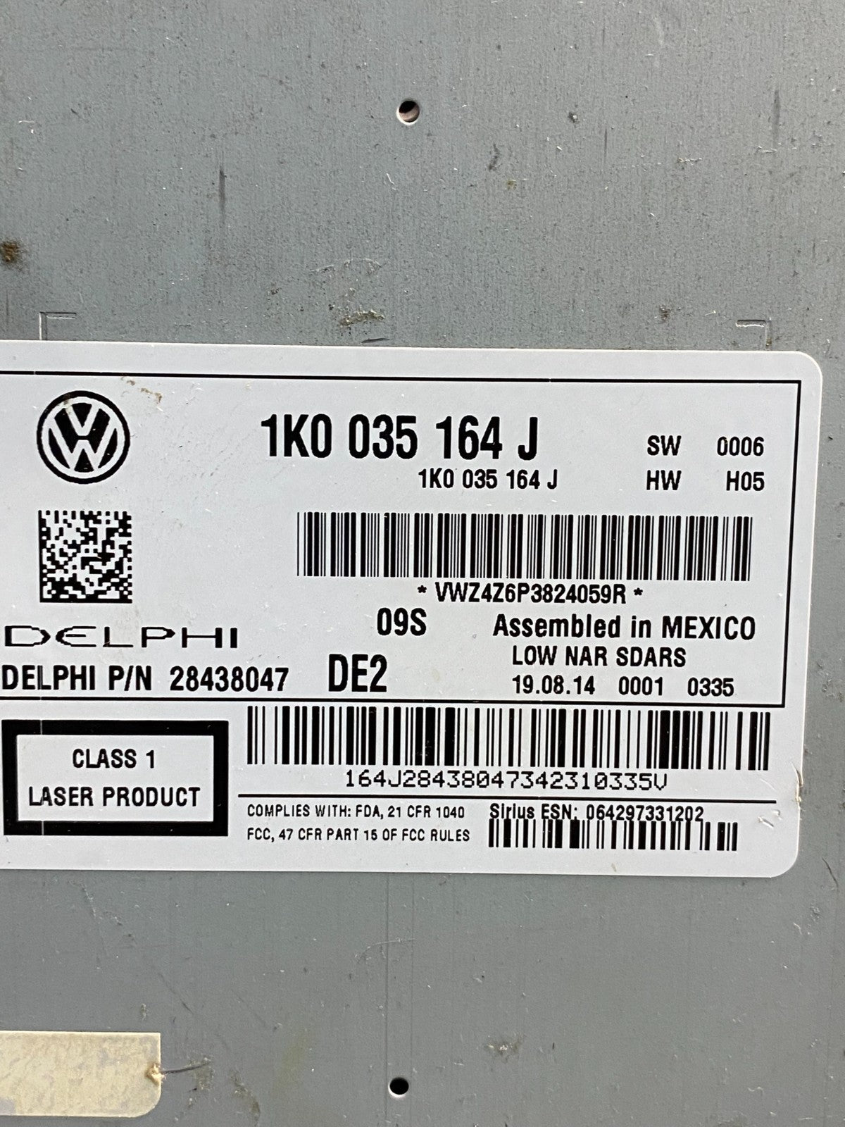 2015 2016 2017 Volkswagen Jetta Radio CD Player AM/FM AI7107 DG7
