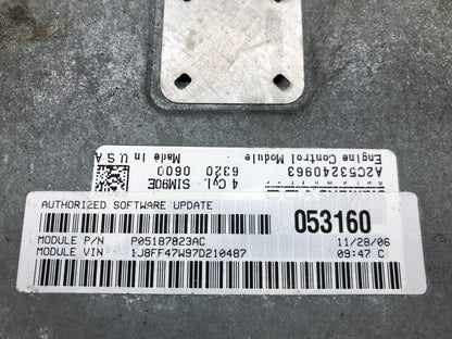 2007 Jeep Patriot 2.4L Engine Control Module ECM p05187823ac H3266 PS2