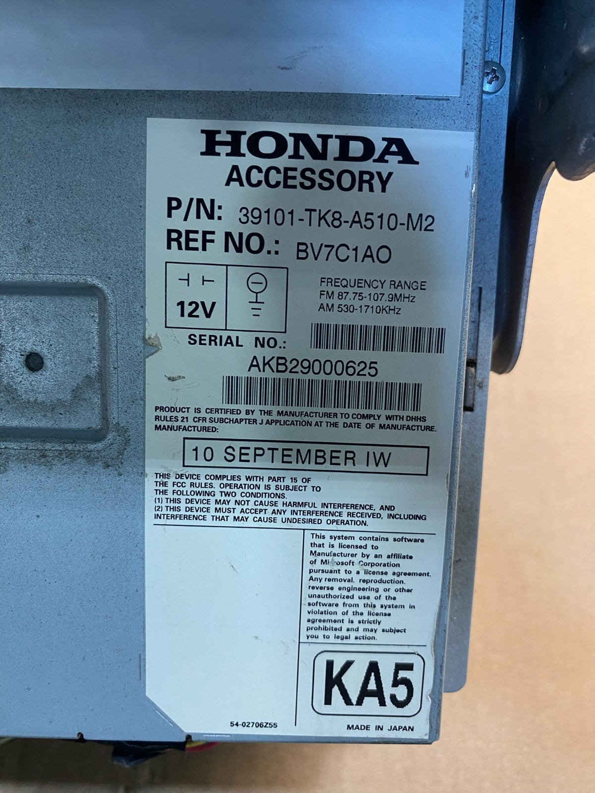 2011 to 2013 Honda Odyssey Radio AM/FM Control Panel AG1795 DG6
