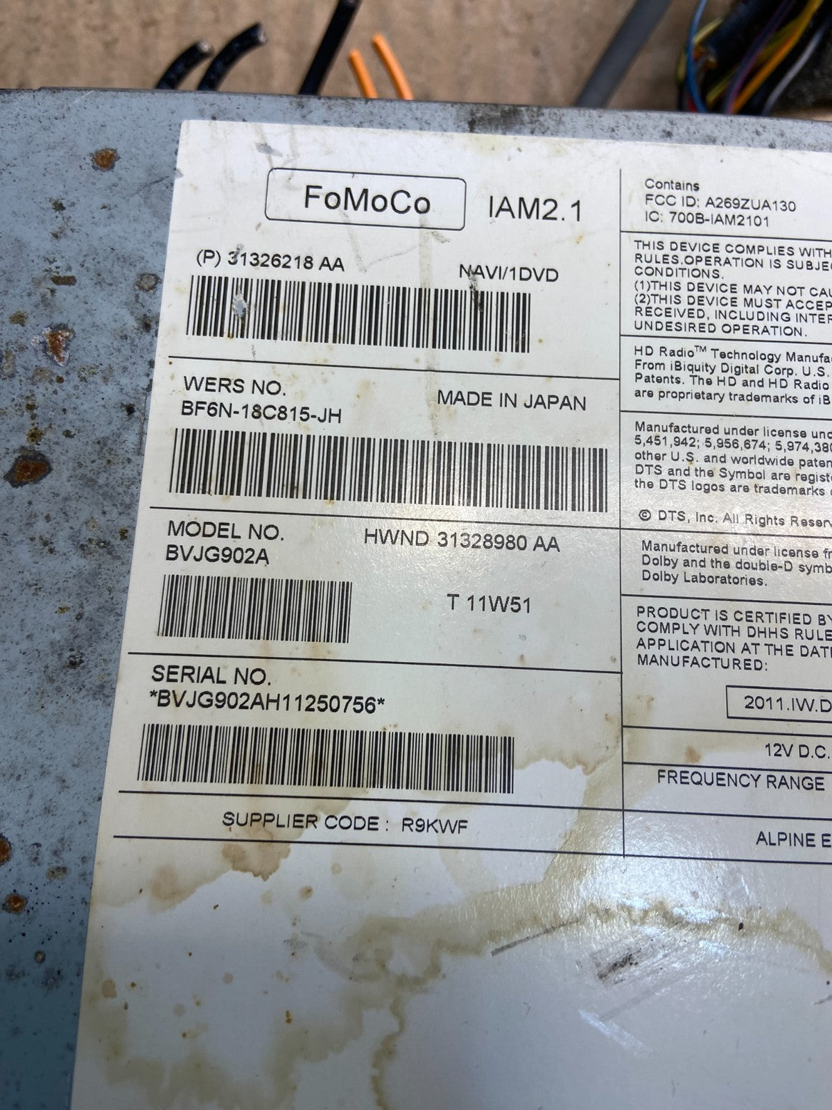 2012 to 2015 Jaguar XJ XJL Radio GPS Information Receiver OEM z0565 DG6