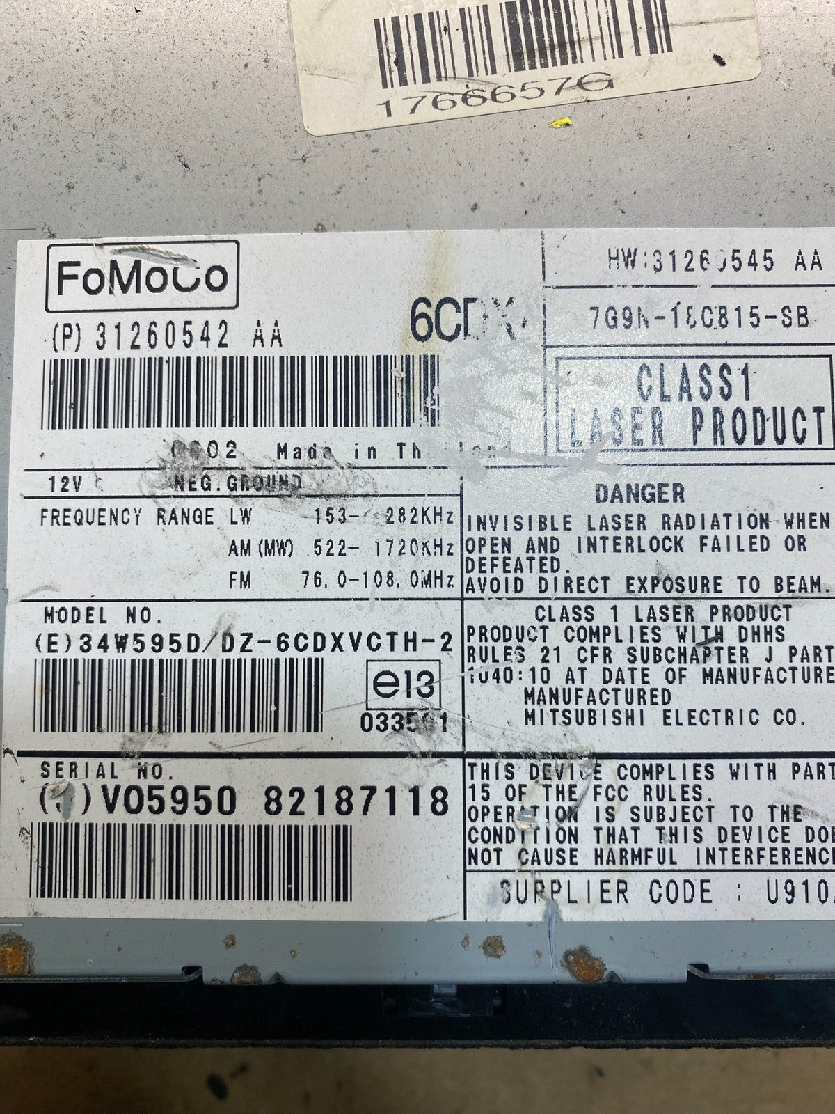 2008 - 2010 Volvo S80 CX70 CD Player Radio Receiver ac7103 DG6