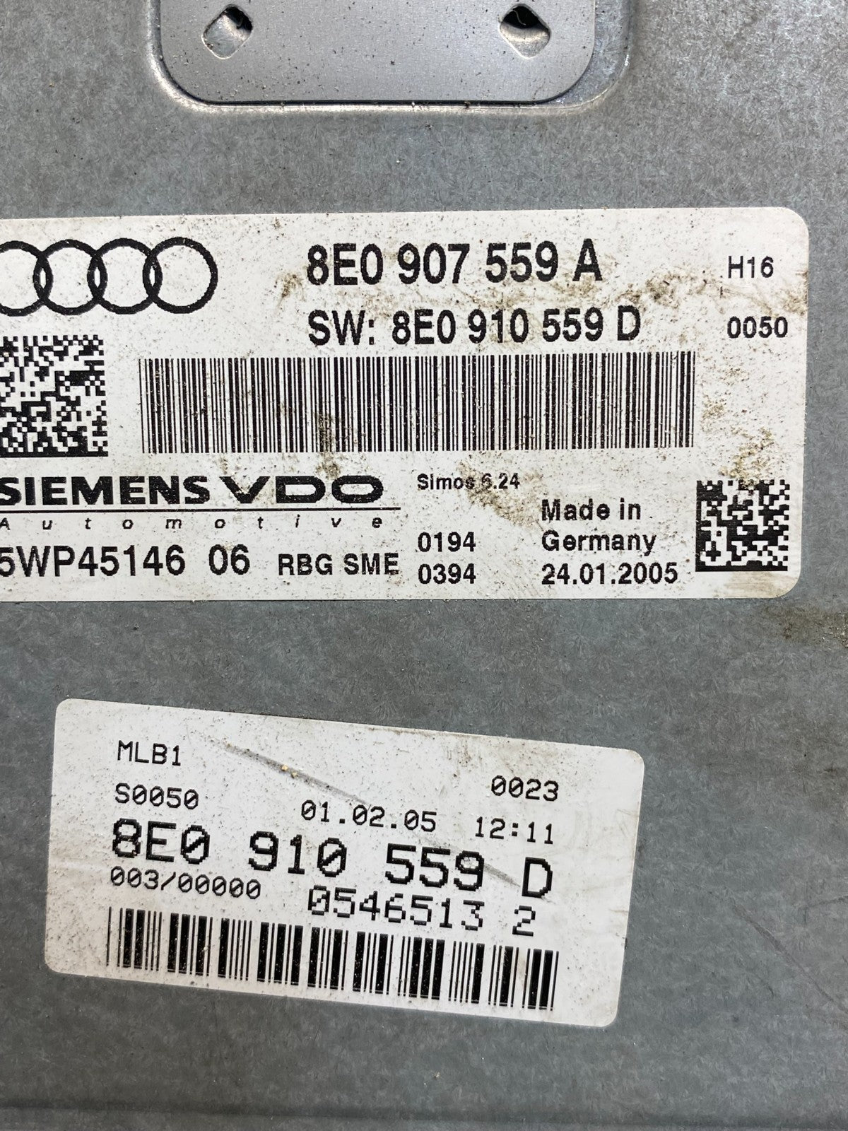 2006 2007 2008 Audi A4 2.0L Engine Computer Ecu Pcm Ecm 8E0907559A ag7011 DG2